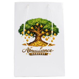 Moyen Sac à cadeau d'arbre à argent de la prospérité