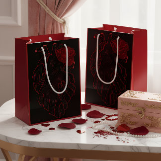 Moyen Sac à Cadeau de Cœur Anatomique Amour