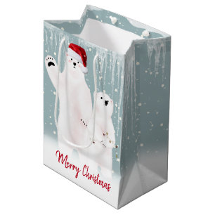 Moyen Sac à cadeau ours polaires de Noël