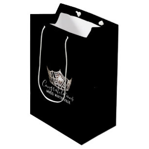 Moyen Sac argenté de cadeau de couronne de Mlle Amériq