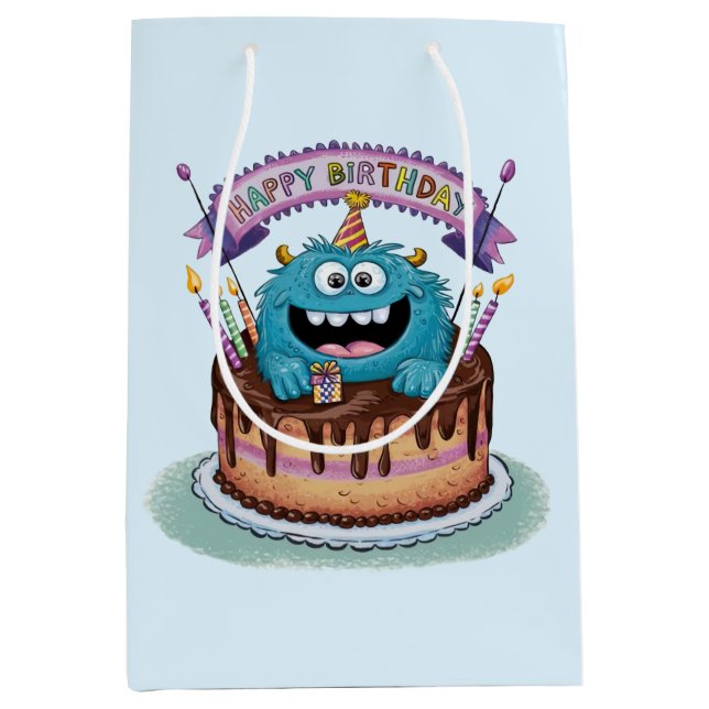 Moyen Sac cadeau Anniversaire Monster (Devant)