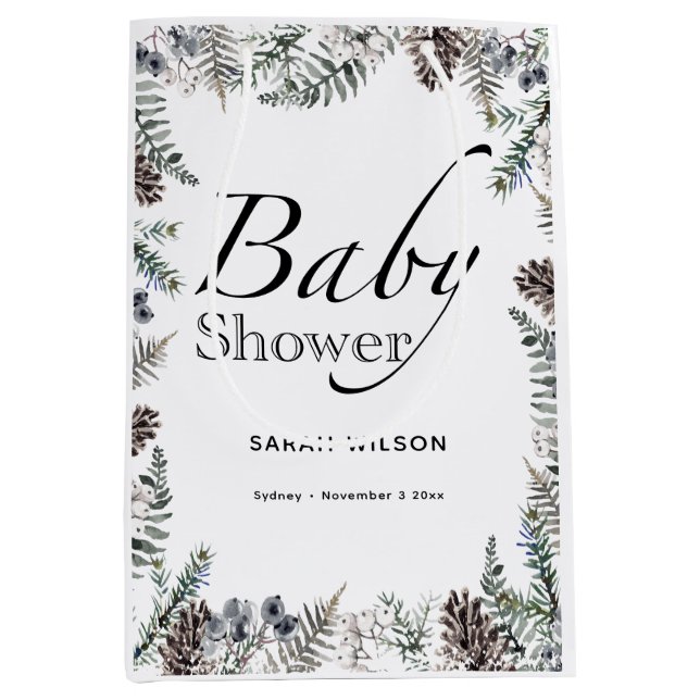 Moyen Sac cadeau Baby shower d'hiver (Devant)