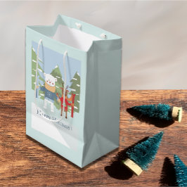 Moyen Sac cadeau bleu pour les amis de l'ours polaire