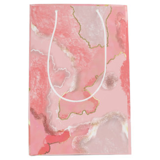 Moyen Sac cadeau brillant en marbre