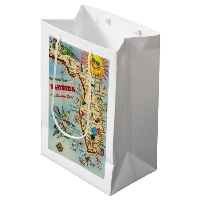Moyen Sac cadeau Carte Floride (Devant Angle)