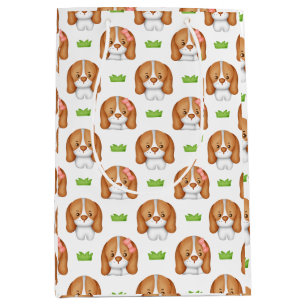 Moyen Sac cadeau Chien Beagle Aquarelle Mignon