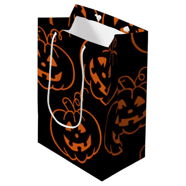 Moyen Sac cadeau Citrouille Jack-O-Lantern (Devant Angle)