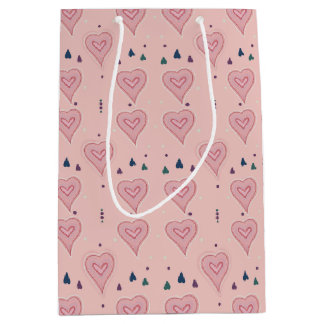 Moyen Sac cadeau Coeurs roses