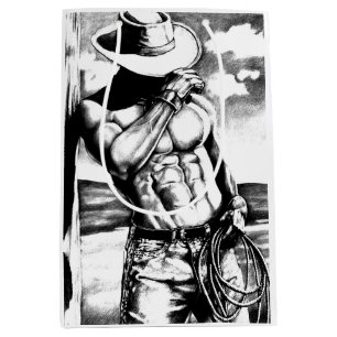 Moyen Sac Cadeau cool Pour Lui Art Cowboy Bodybuilder