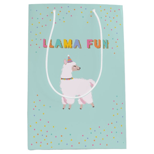 Moyen Sac cadeau d'anniversaire Llama Fun (Devant)