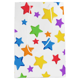 Moyen Sac cadeau d'anniversaire Multi Color Star