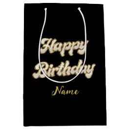 Moyen Sac cadeau d'anniversaire personnalisé Gold Elegan