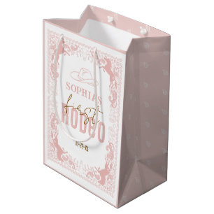 Moyen Sac cadeau d'anniversaire rose Premier Rodéo - Wes