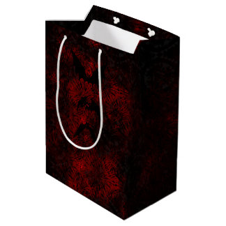 Moyen Sac cadeau de bat à tarte rouge et noire