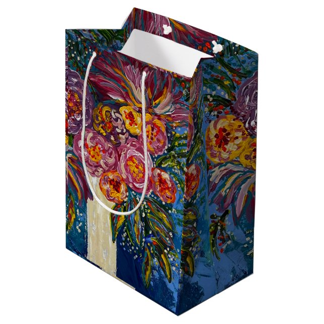 Moyen Sac cadeau de bouquet floral (Dos Angle)