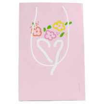 Sac cadeau de coeur rose floral