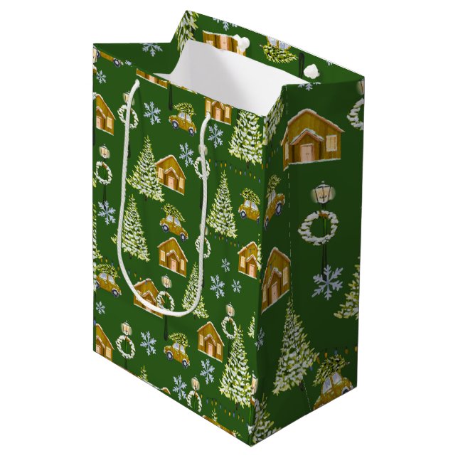 Moyen Sac cadeau de Noël (Devant Angle)