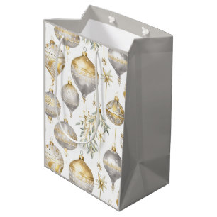 Moyen Sac cadeau de Noël Gold Silver Vintage