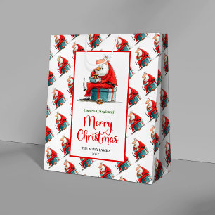 Moyen Sac cadeau de Noël moderne et drôle de père Noël r