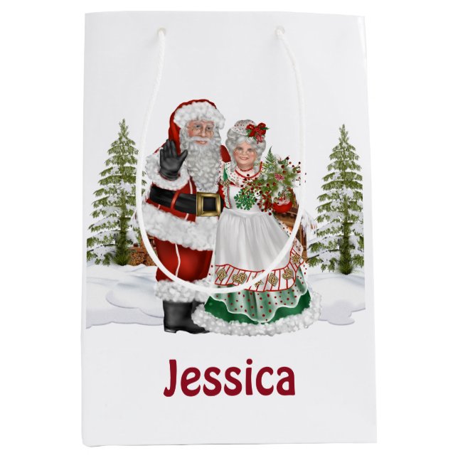 Moyen Sac cadeau de Noël monogramme (Devant)