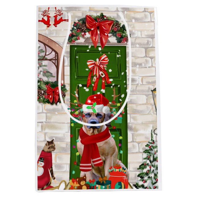 Moyen Sac cadeau de Noël pour chien de Rhodesian Ridgeba (Devant)
