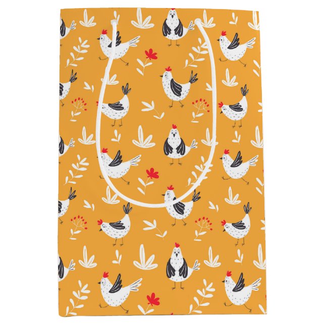 Moyen Sac cadeau de poulets drôles (Devant)