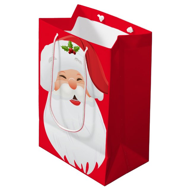 Moyen Sac cadeau de vacances Père Noël (Devant Angle)