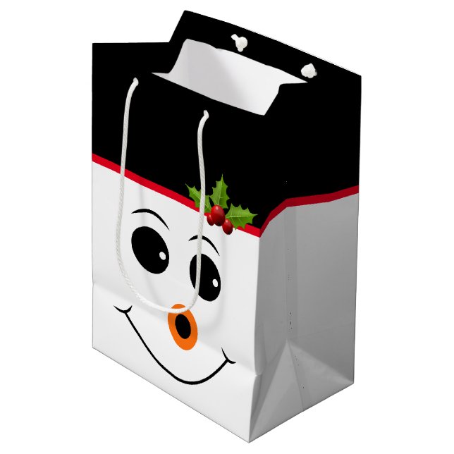 Moyen Sac cadeau de vacances Snowman (Devant Angle)