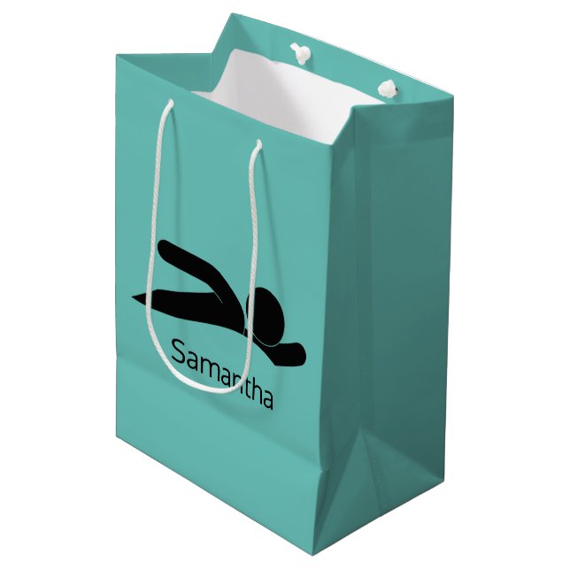 Moyen Sac cadeau design de natation (Devant Angle)