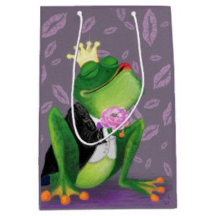 Moyen Sac cadeau drôle du Prince Grenouille - Baiser