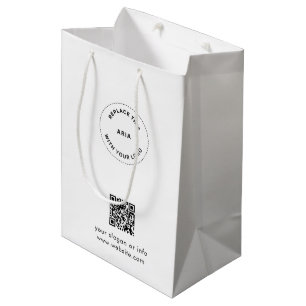 Moyen Sac Cadeau Eco Kraft avec Logo Personnalisé et QR