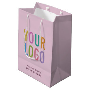 Moyen Sac Cadeau en Papier Violet Personnalisé avec Logo