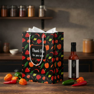 Moyen Sac Cadeau Entreprise "Merci" au Piment Rouge Vibr