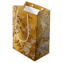 Sac cadeau Floral Chinoiserie Or