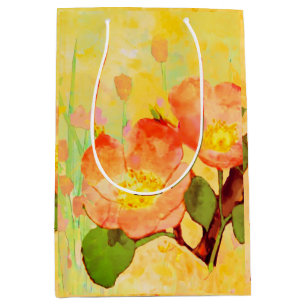 Moyen Sac cadeau floral Sweet Briar Yellow Pinks
