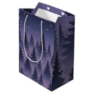 Moyen Sac Cadeau Forêt de Minuit – Pinède Étoilée