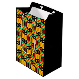 Moyen Sac cadeau Kente pour peigne rouge jaune or