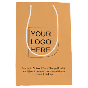 Moyen Sac Cadeau Logo Couleur Tendance - Orange Doux Moy