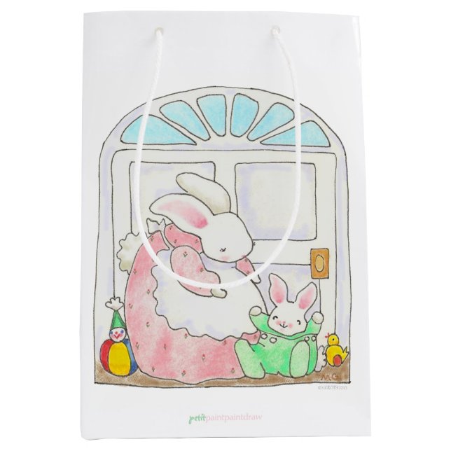 Moyen Sac cadeau Maman et Baby Bunny (Devant)