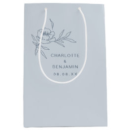 Moyen Sac cadeau Mariage Floral Bleu