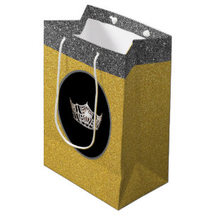 Moyen Sac cadeau Miss America Silver Crown Gold FX Glitt