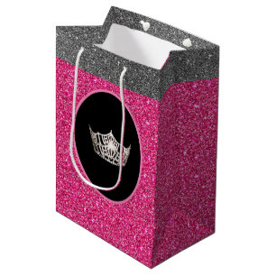 Moyen Sac cadeau Miss America Silver Crown Rose FX Glitt