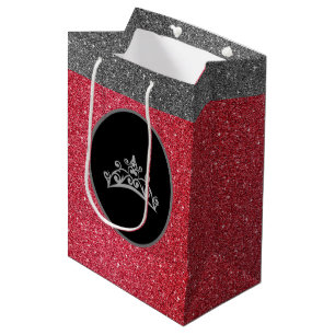 Moyen Sac cadeau Miss Pageant Tiara Couronne rouge FX Gl