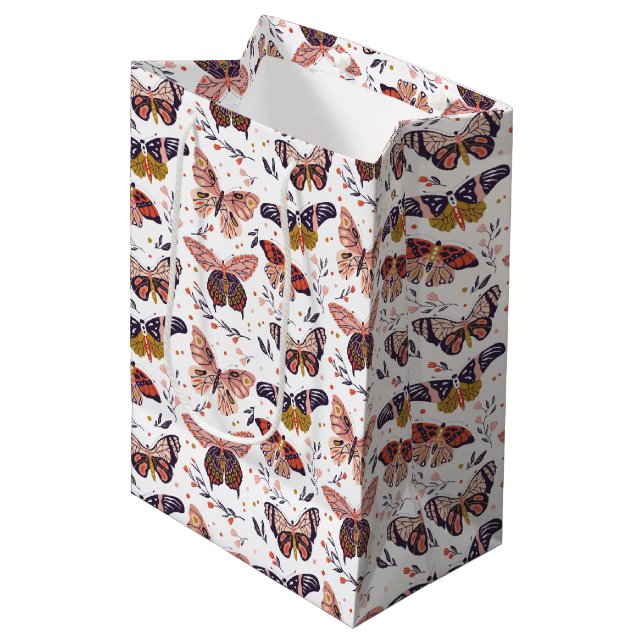 Moyen Sac cadeau Motif papillon (Devant Angle)