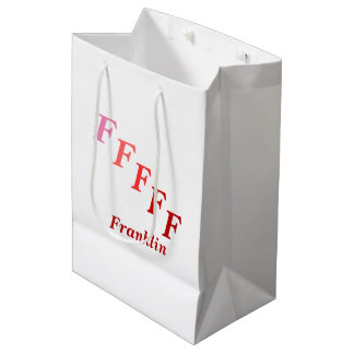 Moyen Sac cadeau - Nom et lettres prélevées en rouge