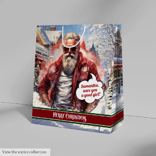 Moyen Sac Cadeau Nom Personnalisé Père Noël Accent de Fê