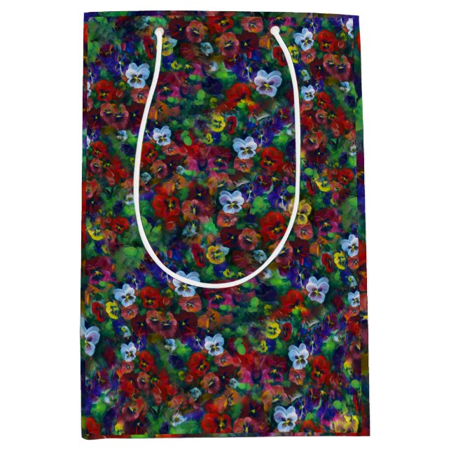 Moyen Sac cadeau Pansy (rouge) (Devant)