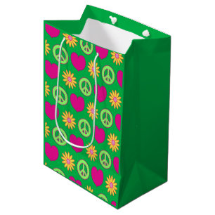 Moyen Sac Cadeau Peace Love Daisies