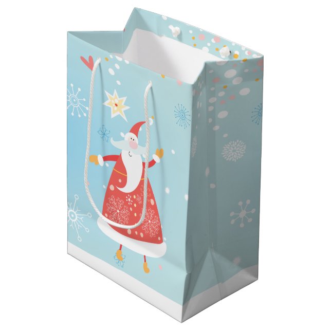 Moyen Sac cadeau père Noël n'Snowman (Devant Angle)