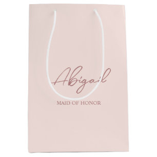 Moyen Sac cadeau personnalisé de mariage Mauve & Rose